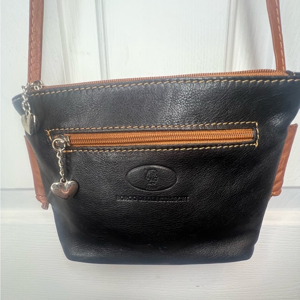Elegant Black and Tan Leather Crossbody Bag